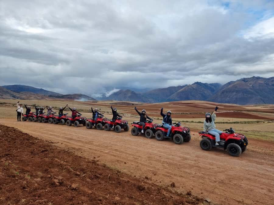 From Cusco: Quad bike tour Moray and Salt Mines - ATV Base Setup: Helmets, Gloves, Water, and Practice Time